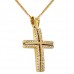 Χρυσός μασίφ γυναικείος βαπτιστικός σταυρός Κ14 με αλυσίδα